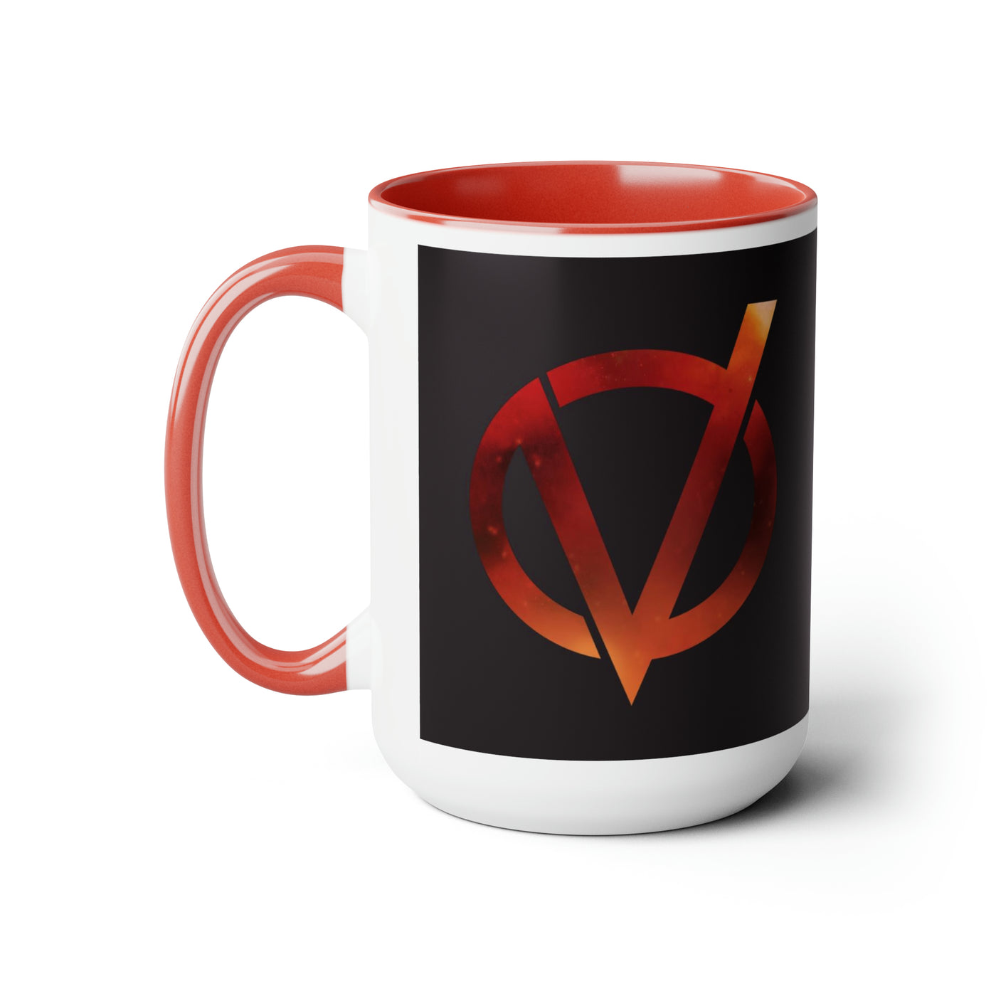 V Fire Logo Two-Tone Coffee Mug, 15oz