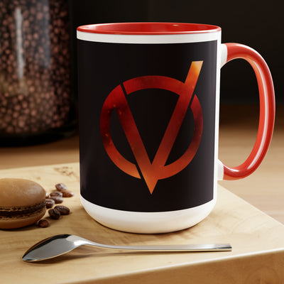 V Fire Logo Two-Tone Coffee Mug, 15oz