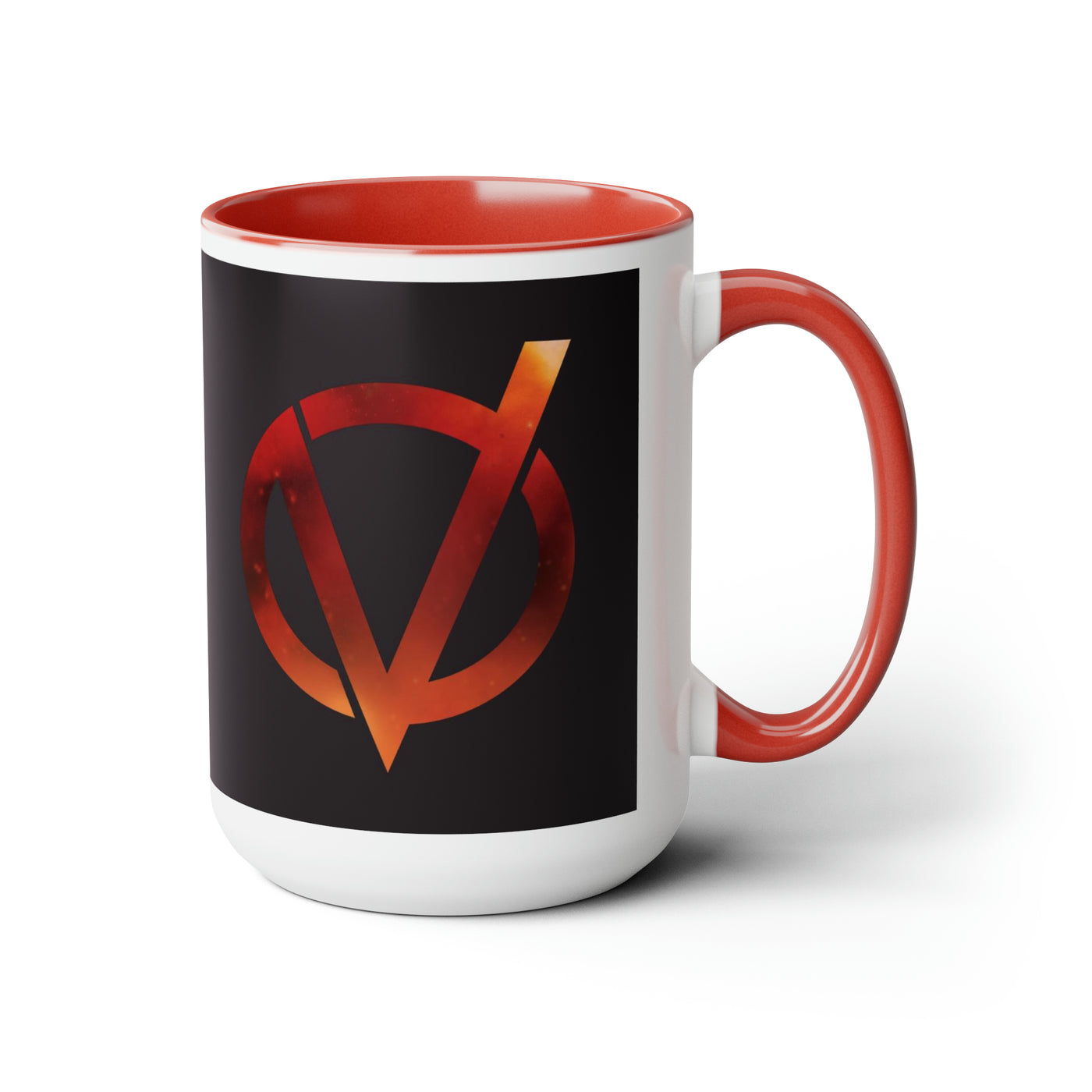 V Fire Logo Two-Tone Coffee Mug, 15oz