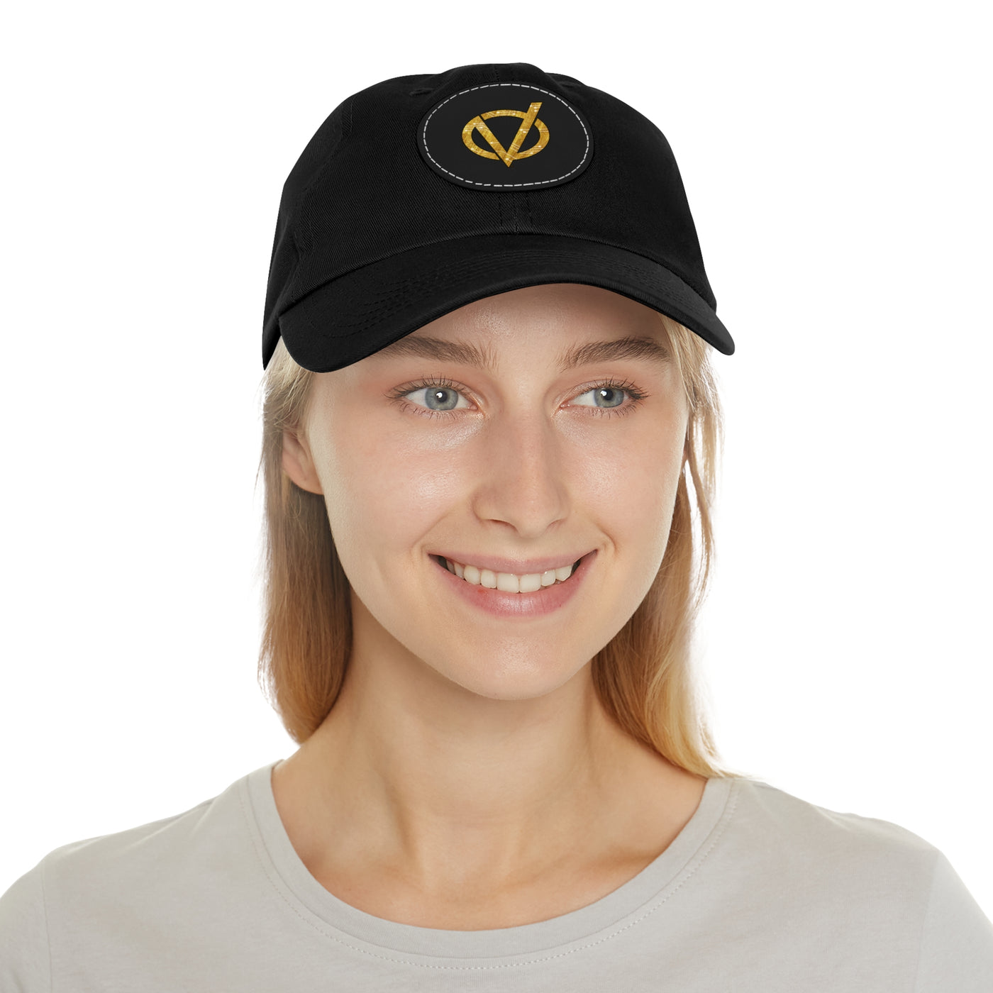 Circuit V Logo on Round Leather Patch Dad Hat